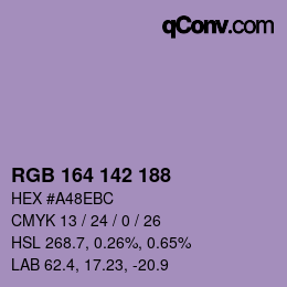 Farbcode: RGB 164 142 188 | qconv.com