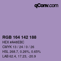 Color code: RGB 164 142 188 | qconv.com