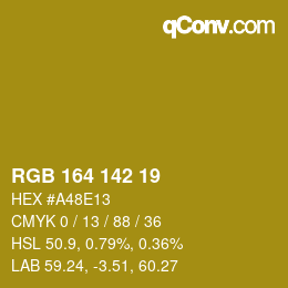 Color code: RGB 164 142 19 | qconv.com