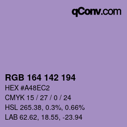Color code: RGB 164 142 194 | qconv.com