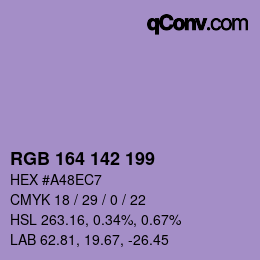 Color code: RGB 164 142 199 | qconv.com