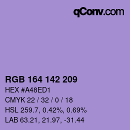 カラーコード: RGB 164 142 209 | qconv.com