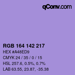 Color code: RGB 164 142 217 | qconv.com