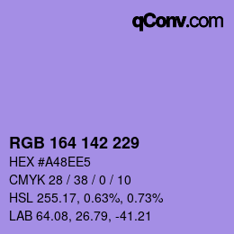 Color code: RGB 164 142 229 | qconv.com