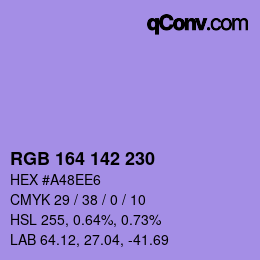 Color code: RGB 164 142 230 | qconv.com