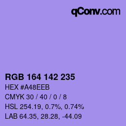 カラーコード: RGB 164 142 235 | qconv.com