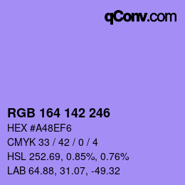 Color code: RGB 164 142 246 | qconv.com