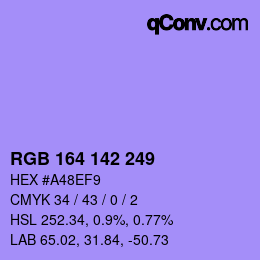 Color code: RGB 164 142 249 | qconv.com