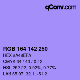 Color code: RGB 164 142 250 | qconv.com