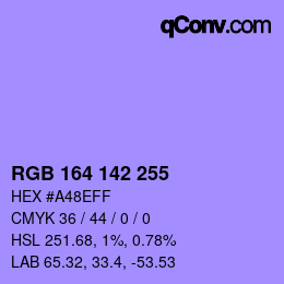 Color code: RGB 164 142 255 | qconv.com