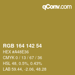 Color code: RGB 164 142 54 | qconv.com