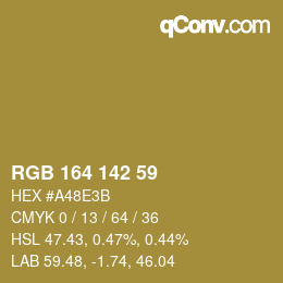 Color code: RGB 164 142 59 | qconv.com