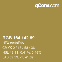 Color code: RGB 164 142 69 | qconv.com