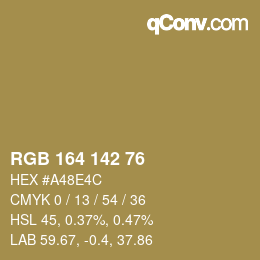 Farbcode: RGB 164 142 76 | qconv.com