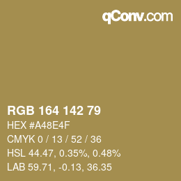 カラーコード: RGB 164 142 79 | qconv.com