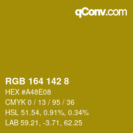 カラーコード: RGB 164 142 8 | qconv.com
