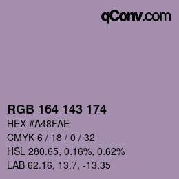 カラーコード: RGB 164 143 174 | qconv.com