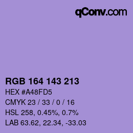 Color code: RGB 164 143 213 | qconv.com