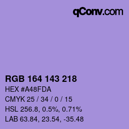 Color code: RGB 164 143 218 | qconv.com