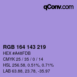 カラーコード: RGB 164 143 219 | qconv.com