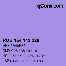 Color code: RGB 164 143 229 | qconv.com
