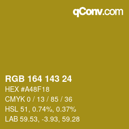 Color code: RGB 164 143 24 | qconv.com