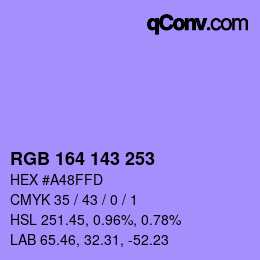 Color code: RGB 164 143 253 | qconv.com