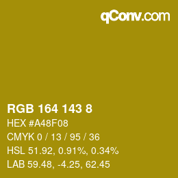 Color code: RGB 164 143 8 | qconv.com