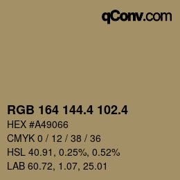 カラーコード: RGB 164 144.4 102.4 | qconv.com
