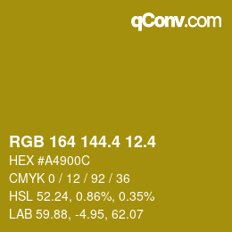 カラーコード: RGB 164 144.4 12.4 | qconv.com