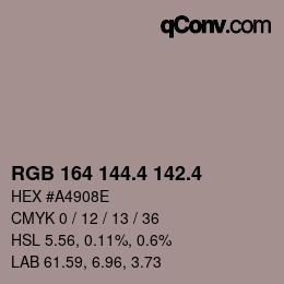 カラーコード: RGB 164 144.4 142.4 | qconv.com