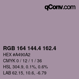カラーコード: RGB 164 144.4 162.4 | qconv.com
