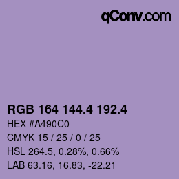 カラーコード: RGB 164 144.4 192.4 | qconv.com