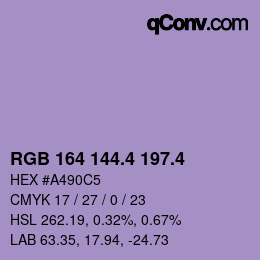 カラーコード: RGB 164 144.4 197.4 | qconv.com