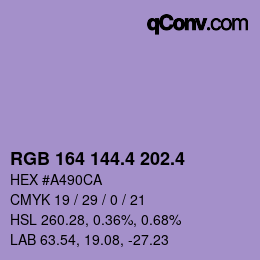 カラーコード: RGB 164 144.4 202.4 | qconv.com