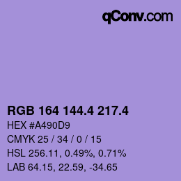 カラーコード: RGB 164 144.4 217.4 | qconv.com