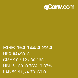 カラーコード: RGB 164 144.4 22.4 | qconv.com