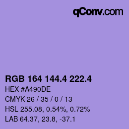 カラーコード: RGB 164 144.4 222.4 | qconv.com