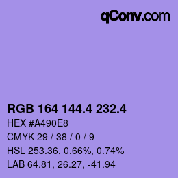 カラーコード: RGB 164 144.4 232.4 | qconv.com