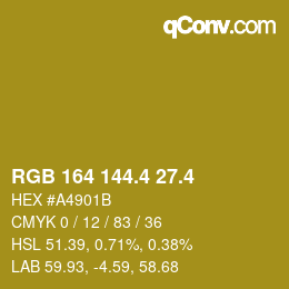 カラーコード: RGB 164 144.4 27.4 | qconv.com