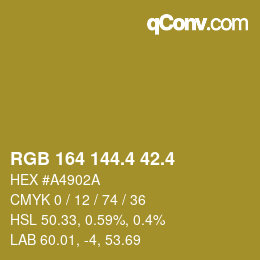 カラーコード: RGB 164 144.4 42.4 | qconv.com
