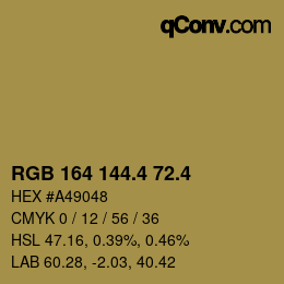 カラーコード: RGB 164 144.4 72.4 | qconv.com