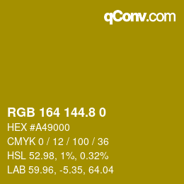 カラーコード: RGB 164 144.8 0 | qconv.com