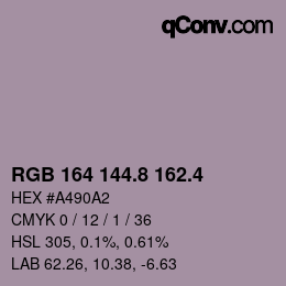 カラーコード: RGB 164 144.8 162.4 | qconv.com