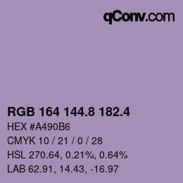 カラーコード: RGB 164 144.8 182.4 | qconv.com