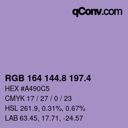 カラーコード: RGB 164 144.8 197.4 | qconv.com