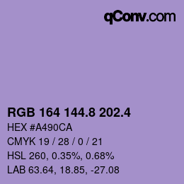 カラーコード: RGB 164 144.8 202.4 | qconv.com