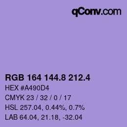 カラーコード: RGB 164 144.8 212.4 | qconv.com