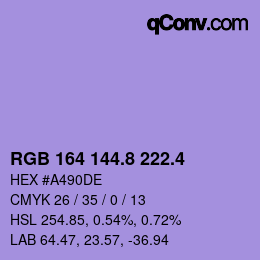カラーコード: RGB 164 144.8 222.4 | qconv.com