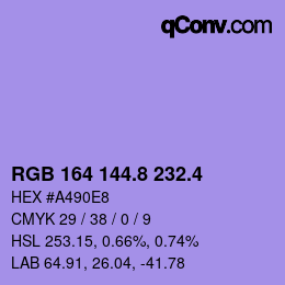 カラーコード: RGB 164 144.8 232.4 | qconv.com